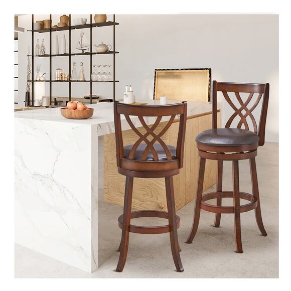 NEW W/ FLAWS Counter Height Swivel Bar Stools Set of 2 - Picture 2 of 4
